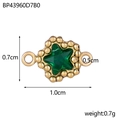 Colgante de estrella con circón verde, marco dorado y aros dobles para joyería artesanal - BP43960D7B0-Conector de Estrella Verde