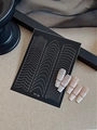 Minimalist white wavy line nail stickers YT 04 with rhinestone accent art - French Style (YT04)