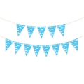 Close-up of sky blue and white cloud pattern triangle bunting flags for party decoration - Bunting Flag