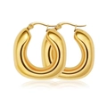 Polierte 18k vergoldete Edelstahl Creolen hohl in Mondsichelform für Damen - 18K Gold Beschichtet / Gold