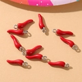Handmade red enamel chili pepper charms for DIY necklaces and earrings jewelry set - Red