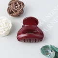 Minimalist burgundy matte hollow semicircular hair claw clip for ponytail - Glossy Wine Red