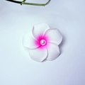 Realistic white and pink plumeria hair clip with pearl center for beach style - Rose Red Center With White Trim Floral Head + Pearl [4cm]