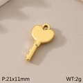 Golden heart-shaped key pendant DIY accessory made of stainless steel 21x11mm - Heart Key Style (KLJ5891-Z)