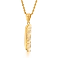 Hip hop style gold comb pendant with twisted rope chain in polished titanium steel - Gold Color Comb Pendant (KP94725-BDJX)