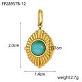 Colgante de acero dorado con piedra turquesa y especificaciones de tamaño detalladas - Turquesa