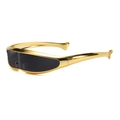 Futuristic Y2K dolphin style sports sunglasses with gold frames and black shield lenses - Gold Frame Gray Lens