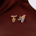 Blue butterfly ear clips with gold-plated metal base and cubic zirconia accents - Ear Clip - Gold - Blue Butterfly Zirconia (67#)