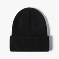 Gorro de invierno clásico negro con dobladillo y textura de punto jacquard de calidad - Talla única / Negro