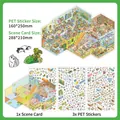 Pet Store DIY scene sticker set with 3 PET transparent sheets and 1 indoor background card - Pet Shop (Series 32)