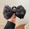 Grande pince à cheveux élégante avec nœud en satin noir pour coiffures sophistiquées - 1# Nœud Noir Triple Couche 13cm