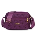 Purple quilted nylon crossbody bag with heart embroidery and adjustable wide strap - One Size / Purple