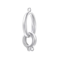 Close-up of silver-plated oval spring ring clasp connector for jewelry making - VK219 (11mm*23mm) / White Gold