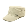 Beige katoenen militaire pet met ventilatieopeningen en metalen logo-tag - M (56-58cm) / Beige