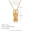 Collana con ciondolo Sun Wukong 3D in acciaio inossidabile placcato oro 18K e misure - Taglia Piccola (19.4g) / Oro