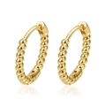 Polished gold-plated twisted rope hoop earrings with classic latch closure - Twisted Texture Style (No. 8 Ear Buckle)