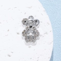 Ciondolo a forma di orso in argento con strass e perle per gioielli fai da te - Orsetto di Strass / Argento