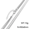 Collana a catena serpente d'argento in acciaio inossidabile 450x6mm con chiusura a moschettone - Collana a Spina di Pesce Argento Larghezza 6mm(KN298016-Z)