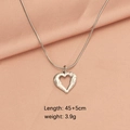 Silver heart pendant necklace with snake chain on pink silk, 45+5cm length - Silver Small Heart Style (LT064MP696)