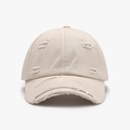 Distressed vintage baseball cap in beige cotton twill with ripped detail for street style - Adjustable / Beige
