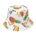 White bucket hat with all-over yellow pineapple pattern for a tropical summer vibe - Style M - Pineapple on White