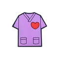 Purple silicone nurse uniform bead with red heart detail for DIY necklace making - Old Purple Scrub Top