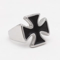 Anello da uomo in acciaio inossidabile con croce di ferro nera in stile punk gothic - US 7 / Color Acciaio