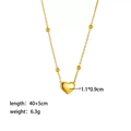 Minimalist 18K gold plated stainless steel heart necklace with beaded chain details - [XKN0205] Heart Necklace Gold