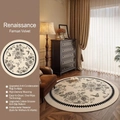 Round cream floral rug with Renaissance butterfly patterns and non-slip backing - Diameter 80cm / Renaissance