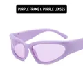 Futuristic Y2K wraparound sports sunglasses with matte purple frames and lenses - Purple Frame / Purple Lens