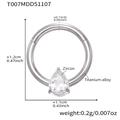 Silver titanium alloy nose ring featuring a pear-shaped 5A zircon inlay for women - Teardrop Solitaire Style (T007) / Steel