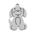 Minimalist silver stainless steel puppy dog animal charm for DIY jewelry making - Dog / Steel