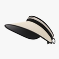 Visiera parasole pieghevole in paglia beige da donna con tesa larga e fascia Glandi - Regolabile / Beige Nero(24H126)