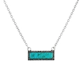 Vintage Silver Rectangular Turquoise Bead Edge Necklace(sku7527)