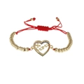 Red braided MAMA bracelet with 18K gold-plated heart pendant and colorful zircons - Gold Heart Charm Copper Beads Red Rope