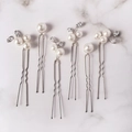 Set di 6 forcine da sposa a U in argento con perle marquise e strass scintillanti - Argento Strass con Griffe Set di 6