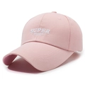 Pink cotton baseball cap with white SUPER DEGREE embroidery and extended brim style - Adjustable / Pink