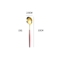 Green and gold 304 stainless steel dessert spoon with 13cm length and 2.9cm width - Red Gold Small Spoon