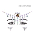 Détail de strass AB irisés pour bijoux de visage et de corps avec dessin de contour des yeux - Étoile Dorée avec Perle (DA-19-2)