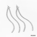 Sparkling silver Y-shaped tassel earrings with white zircons for elegant women - Silver Earrings (D2263)