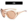 Futuristic Y2K oversized sunglasses with transparent amber frame and brown lenses - Transparent Tea Frame Tea Lens