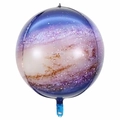 Spherical nebula star pattern 4D aluminum foil balloon with purple and blue galaxy design - 4D Sphere Starry Sky / 22 Inch