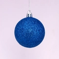Sparkling blue Christmas ball ornament with fine glitter finish and silver hanging cap - 2cm / Royal Blue Glitter (No Cap/String)