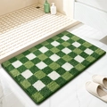 Absorbent green and white checkerboard bathroom mat with a soft tufted texture - 30*50cm (Sample Only) / Green Wild Dream