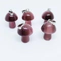 Mini mushroom natural stone pendant in purple cat eye crystal with silver loop - Synthetic Purple Cat Eye