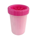 Pink portable pet paw cleaner cup with soft silicone bristles for dogs and cats - Pink