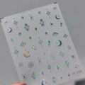 Holographic 3D nail sticker M-158 featuring celestial moon and star patterns - Holographic