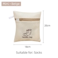 Mini sacchetto lavatrice beige per calze 18x20cm con cerniera e rete protettiva per bucato - 18*22cm / Ricamo Beige Piccolo (Calze)