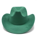 Detail view of the green suede fedora hat showing textured felt and curved brim stitching - M (56-59cm) / Grass Green