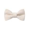 Close-up of cream cotton linen hair clip with delicate floral embroidery and textured fabric - Cream Embroidered Style (1)